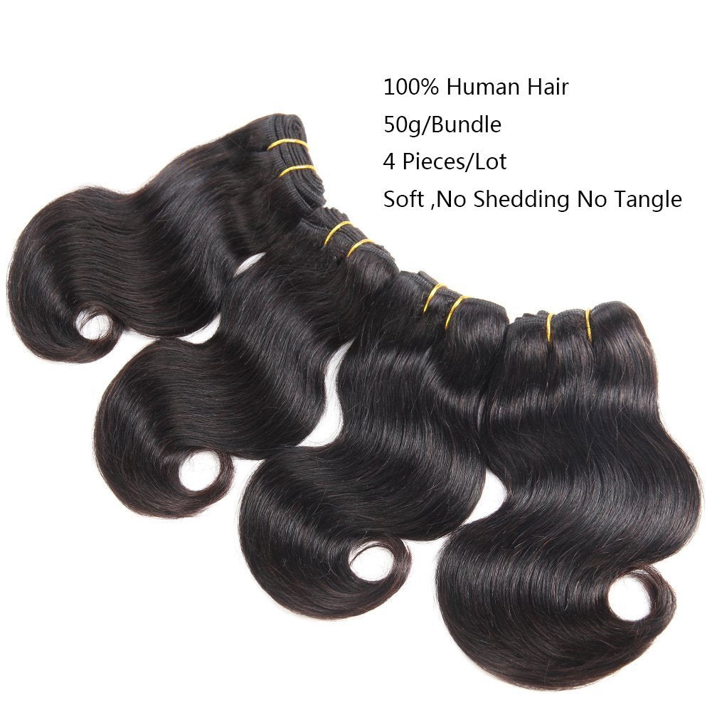 Luxnovolex Brazilian Hair Body Wave 4 Bundle Brazilian Virgin Hair Wavy 8A Grade 100% Unprocessed Human Hair Weave Bundles Short Sew In Hair Extentions