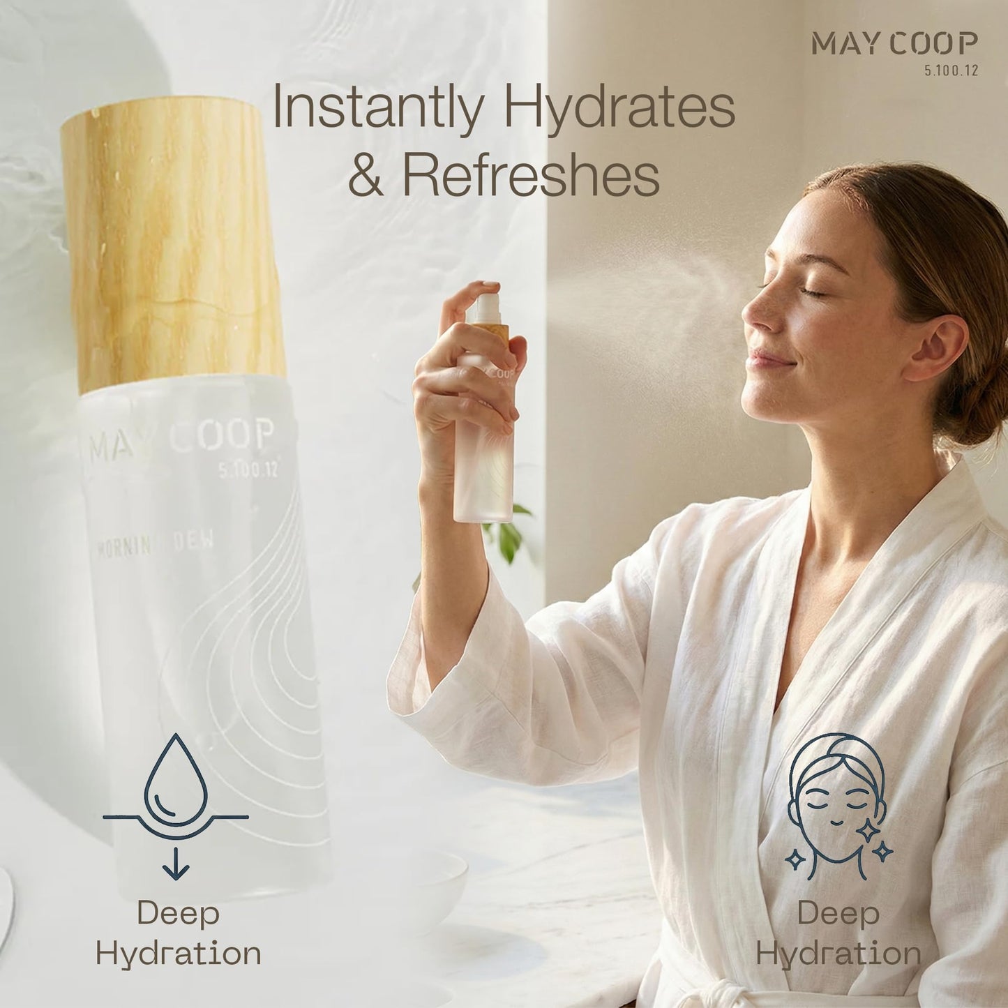 MAY COOP Raw Morning Dew Face Mist | Korean Hydrating Mist with Maple Water & Hyaluronic Acid, Lightweight Facial Spray for Refreshing Daily Care, Suitable for Sensitive Skin, 2.71 fl oz