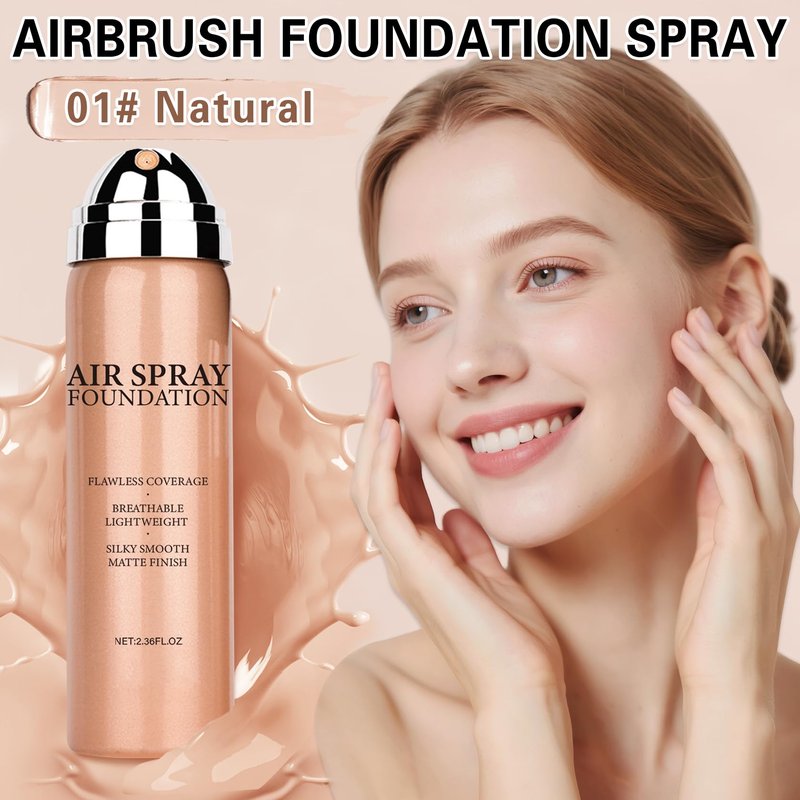 IONSGAKO Magic Minerals Airbrush Foundation Makeup Spray Silk Flawless Foundation Mist Makeup Full Coverage Foundation Breathable Long Lasting Natural Matte Finish for Mature Skin(Natural)