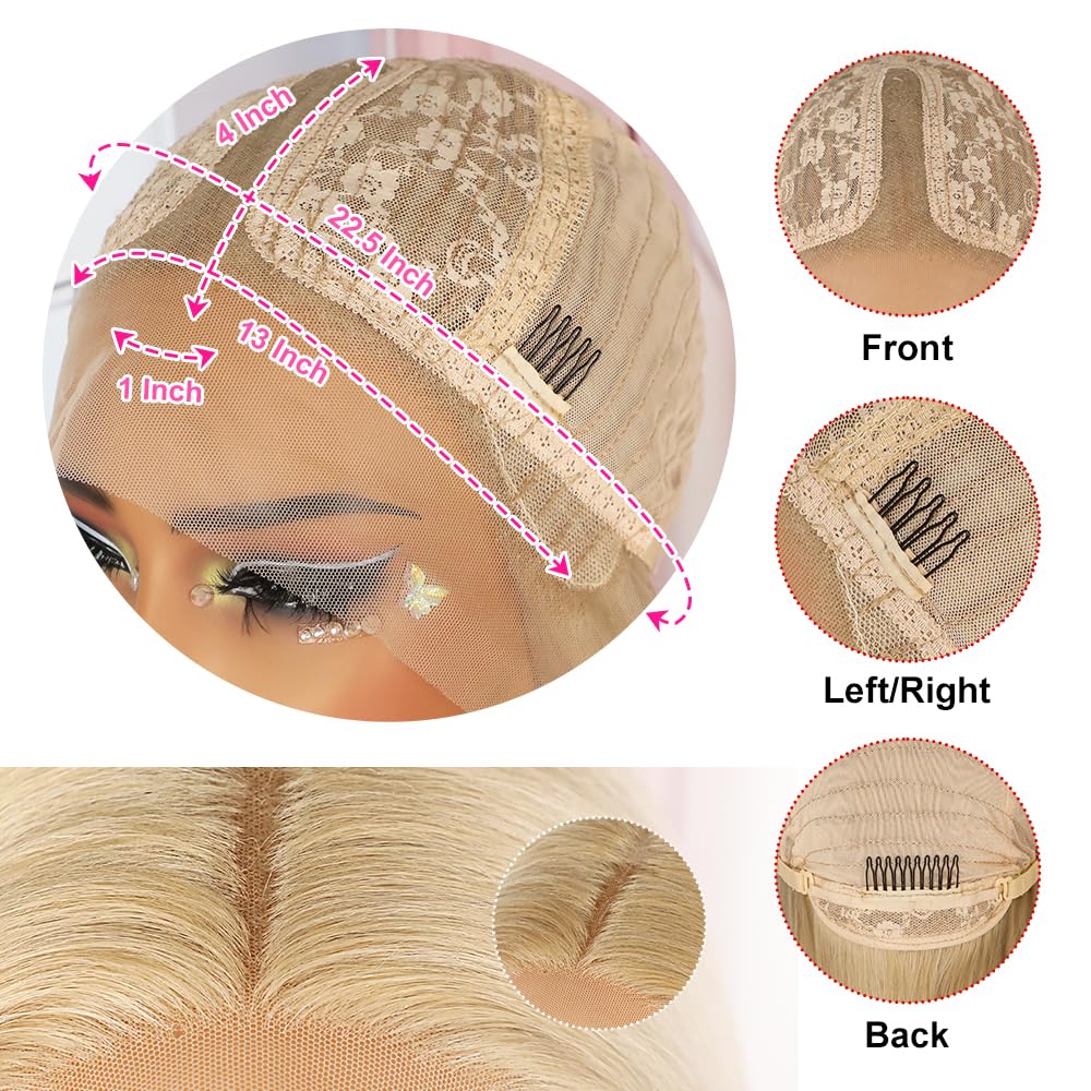 QD-Tizer Ash Blonde Synthetic Hair Wigs Long Straight Hair Mixed Platinum Blonde Color Natural HairLine Heat Resistant Fiber Hair Wigs for Fashion Women 32Inch