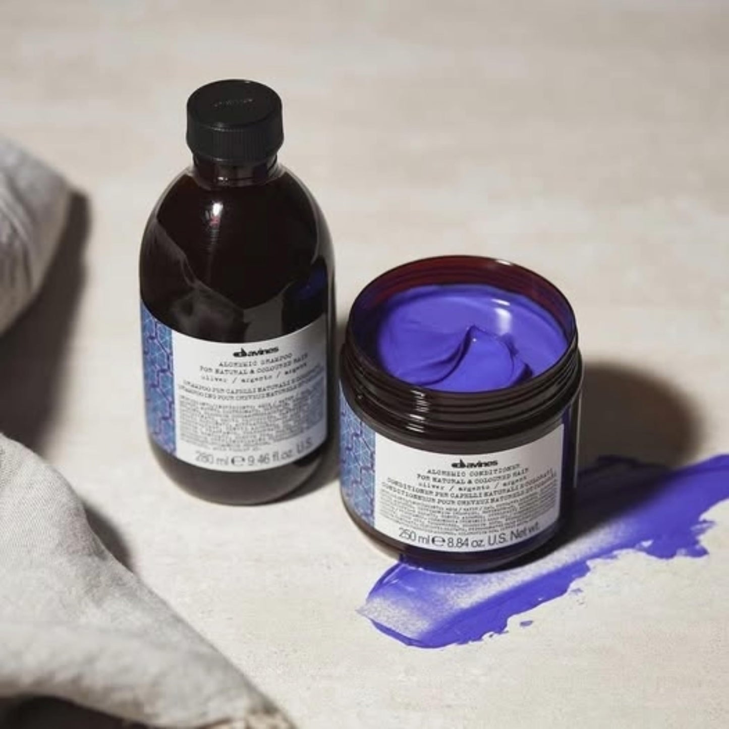 Davines Alchemic Conditioner Silver, Color Depositing Purple Cream for Platinum & Cool Blonde Hair - Neutralizes Yellow & Hydrates with Jojoba Oil, 8.45 Fl Oz