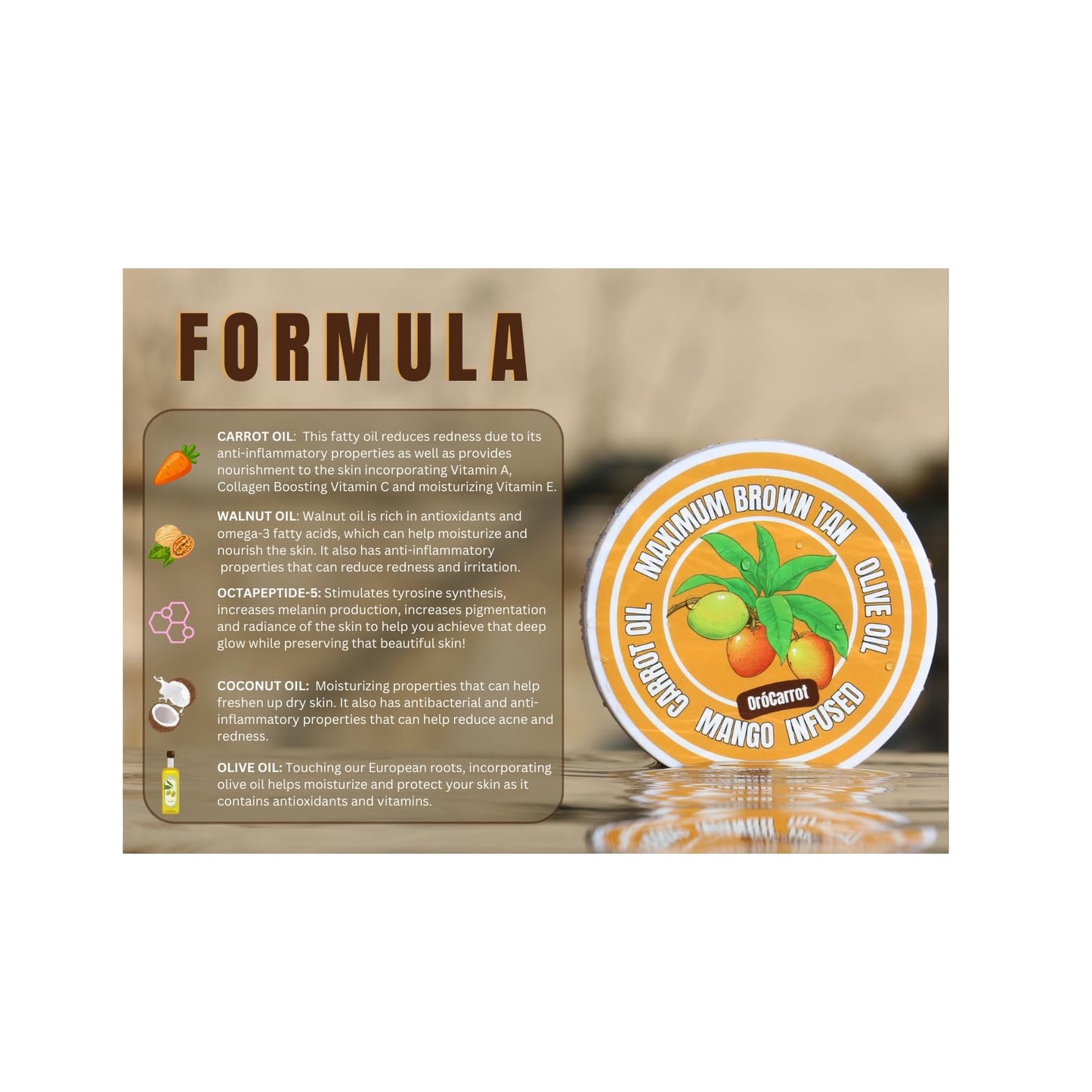 OroCarrot Maximum Brown Tanning Gel: Added Peptide, Carrot & Olive Oil (MANGO)