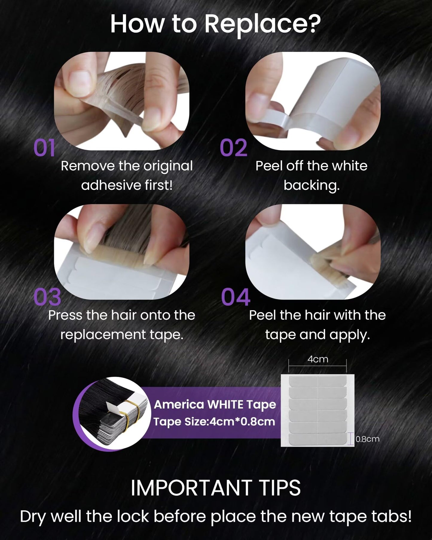 LaaVoo Human Hair Tape in Extensions Black Tape in Hair Extensions Human Hair Invisible Tape on Human Hair Extension Real Hair 16inch 20pcs 40g