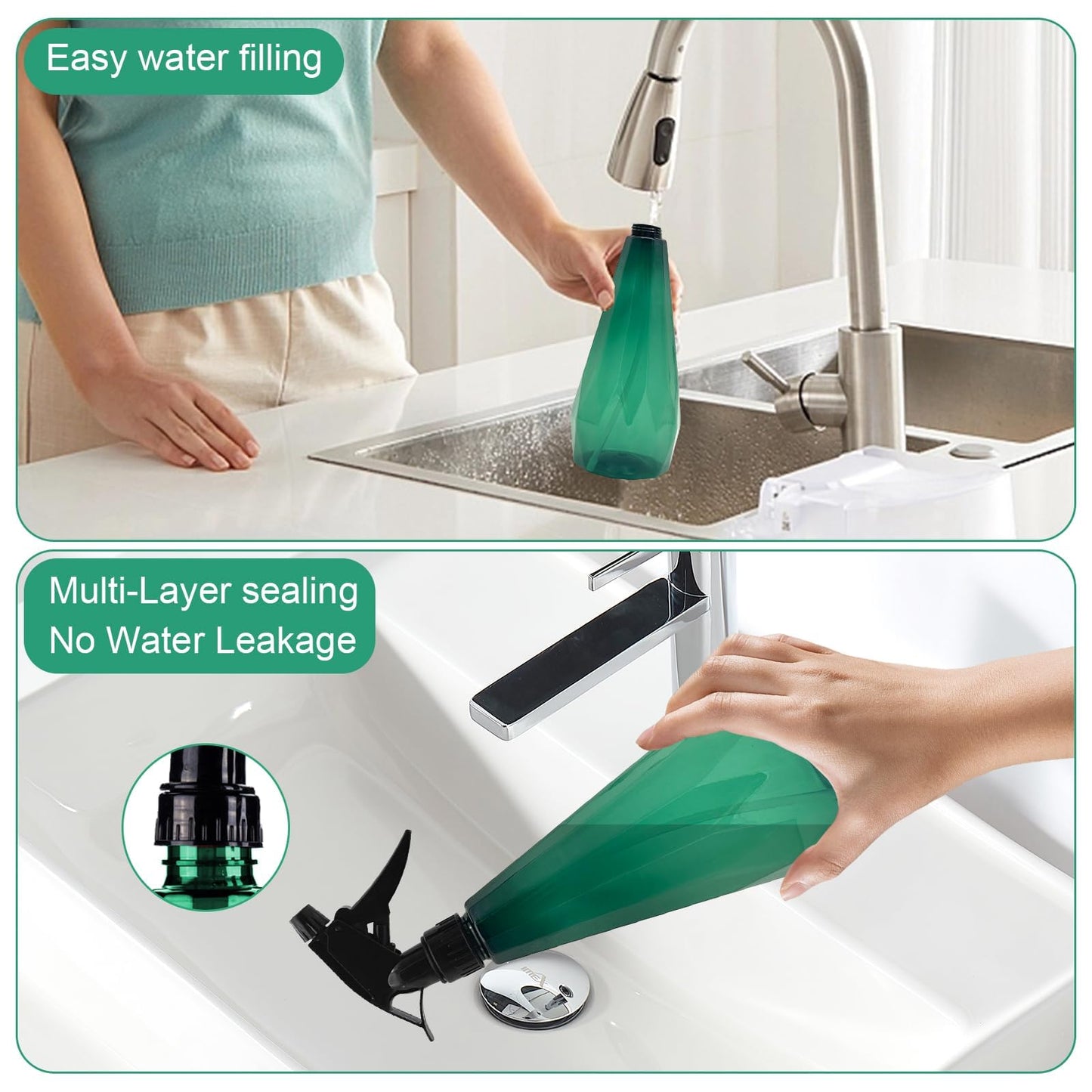 Amber Spray Bottle Cleaning Spray Bottles,Healthy Plastic, 32oz Spray Bottle For Hair&Hand&Clothe&Bathroom&Plant, Empty Mister Refillable Spray Bottles With ET,Essential Oil,Water,etc.(2 pack)