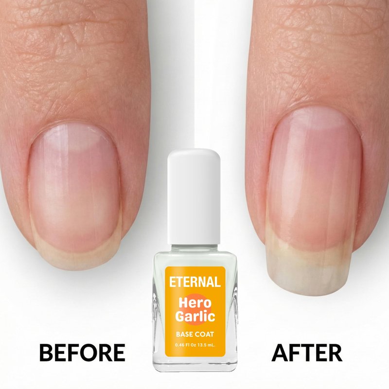 Eternal Hero Garlic Base Coat | Garlic Nail Strengthener Treatment for Weak Brittle Nails, Strengthening Nail Polish Base Coat