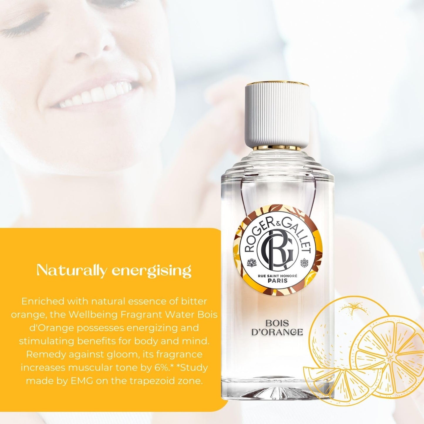 ROGER & GALLET Wellbeing Fragrant Water Spray – Light Eau Fraîche Body Mist with Natural Origin Ingredients, Refreshing Everyday Fragrance for Women (Bois d'Orange | 3.3 Oz.)