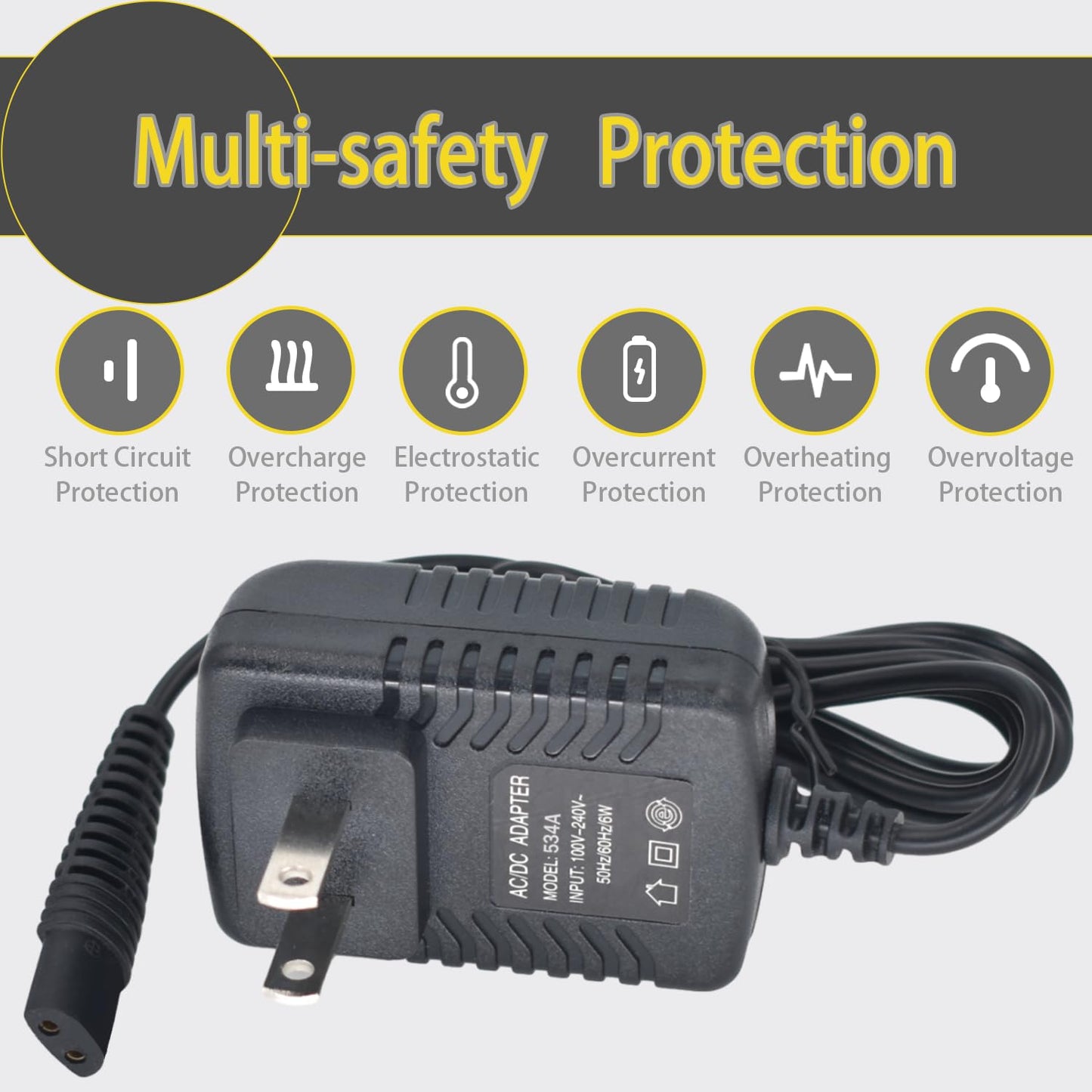 Replacment for BaByliss PRO Shaver FXFS2 Charger, 4.5V Power Adapter Compatible with BaBylissPRO Barberology Cordless Metal Double Foil Shaver FXFS2 Charging Cord