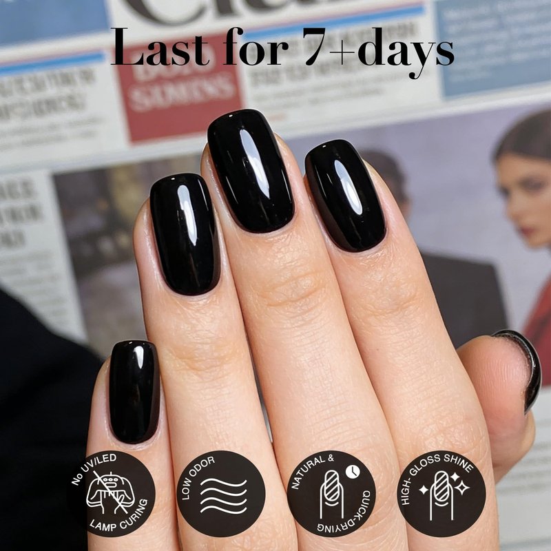 AZUREBEAUTY Black Nail Polish, Quick Dry Complete Natural Super Lustrous，10ml Professional for DIY Manicure and Pedicure at Home