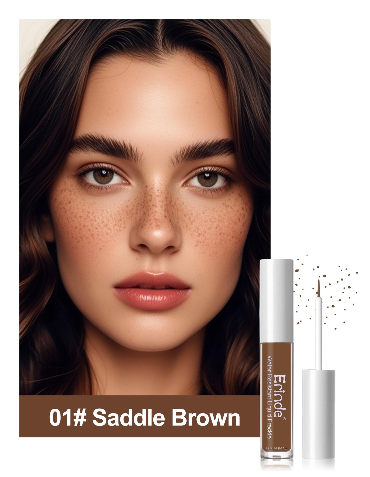 Erinde Faux Freckle Pen Waterproof - Fake Freckles Pen Stamp Liquid, Long-Lasting Natural-Looking Fast-Drying Faux Freckles Face Makeup, Vegan Formula, All Skin Tones, 01 Saddle Brown