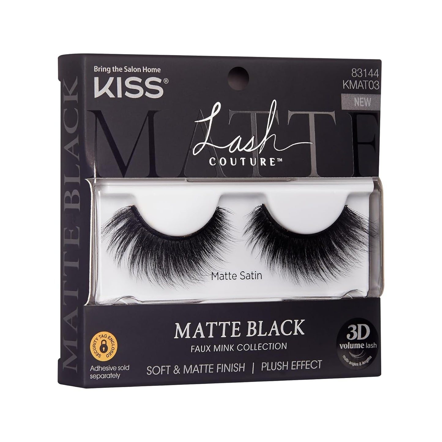 KISS Lash Couture Faux Mink 3D Matte, False Eyelashes, 'Matte Velvet', 16 mm, Includes 1 Pair Of Lash, Easy to Apply, Reusable Strip Lashes
