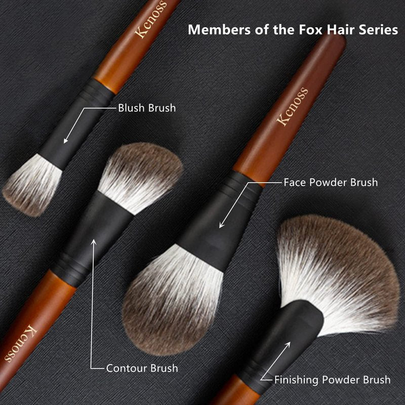 Kcnoss Contour Brush for Makeup Face Powder Brushes–Contour & Define–Perfect for Contour Powder，Blush, Bronzer, Highlighter–Even and Natural Application, Made with Natural Animal Hair Fox Bristles,