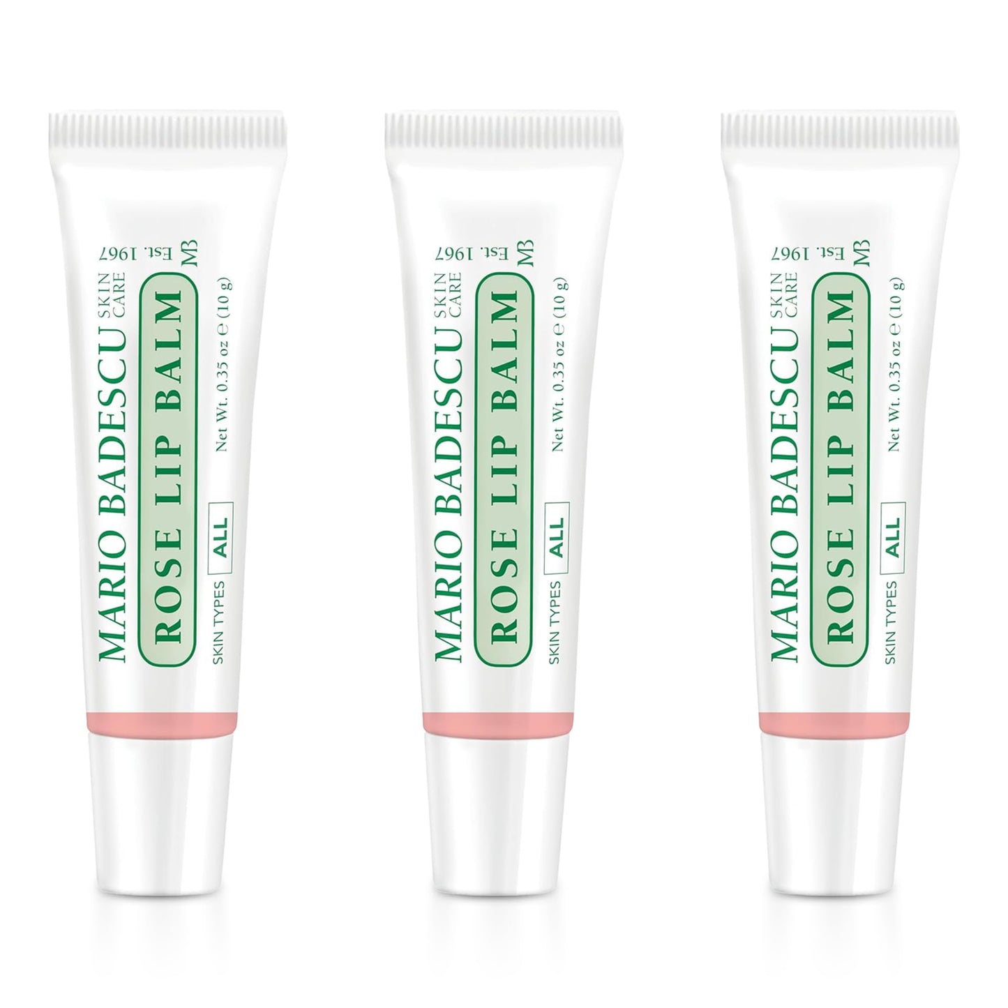 Mario Badescu Moisturizing Rose Lip Balm for Dry Cracked Lips, Infused with Coconut Oil and Shea Butter, Ultra-Nourishing Lip Care Moisturizer for Soft, Smooth and Supple Lips, 3 Pack