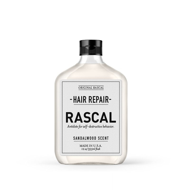 Rascal Hair Repair for Men - Premium Natural Conditioner for Men's Hair, Repairs Dry and Damaged Hair, Smoothing and Moisturizing Conditioner for Frizz Control, Natural Sandalwood Scent - 12 Fl Oz