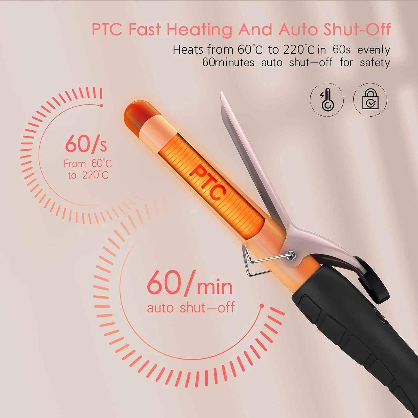 PRETFY 1 Inch Curling Iron with Ceramic Coating Barrel for Long/Medium Hair, 140-428℉ Adjustable Temperature, 30s Instant Heat, 110-240V Dual Voltage, Hair Waving Style Tool for Girls & Women