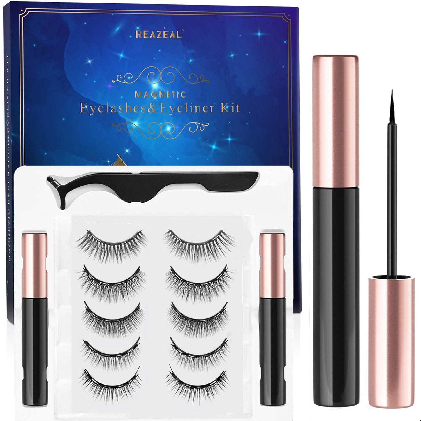 Magnetic Eyelashes With Eyeliner Kit 3D different Lengths & different Style Magnetic Eyelashes False Lashes Natural Look - No Glue Needed (5-Pairs With 2-Eyeliner)