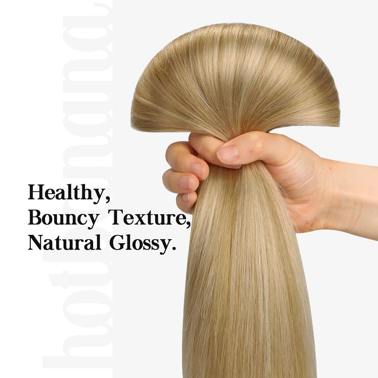 HOTBANANA Human Hair Clip in Hair Extensions, Balayage Light Blonde Highlighted Golden Blonde (Ash Tone) 120g Clip in Hair Extensions Real Human Hair Straight Remy 14 Inch 7pcs