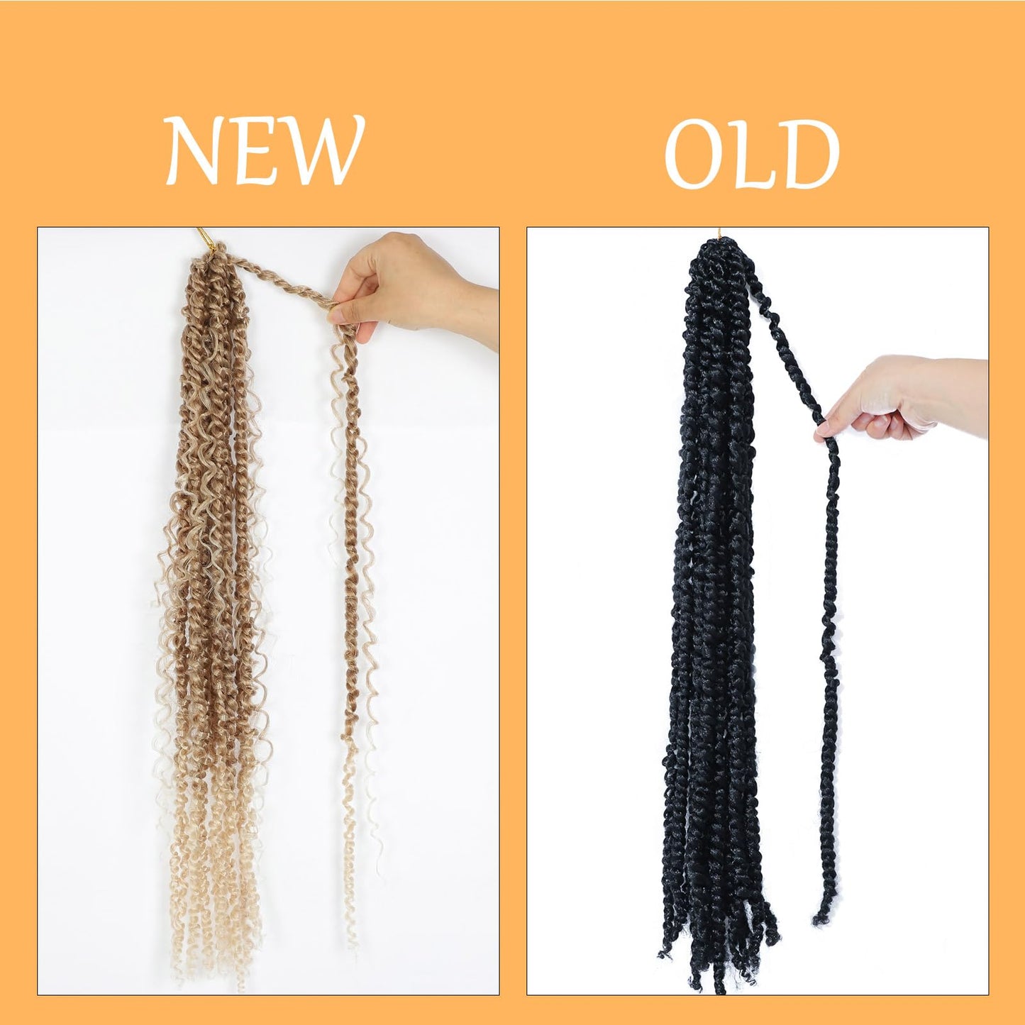 Boho Style Passion Twist Hair 22inch Long Pre-Twisted Crochet Goddess Passion Twist Hair 8Pack Pre Looped Curly Crochet Hair Bohemian Ombre Brown Blonde New Passion Twist Crochet Hair for WomenT27/613