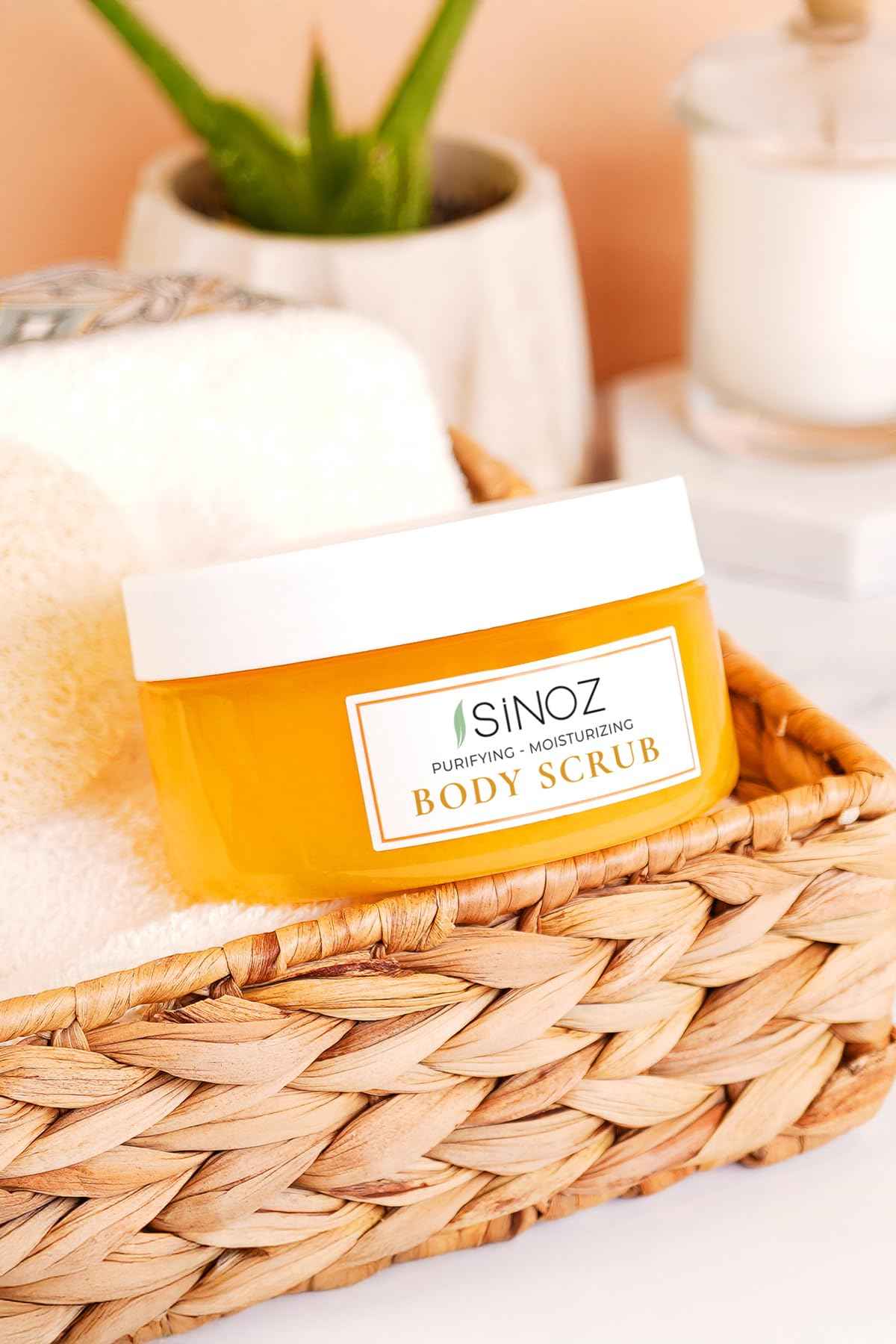 Sinoz Gold Aura Body Scrub | Gentle Exfoliating Treatment for Radiant, Smooth Skin | Removes Dead Cells & Impurities | Travel Size | 0.66 Ounce (Pack of 1)