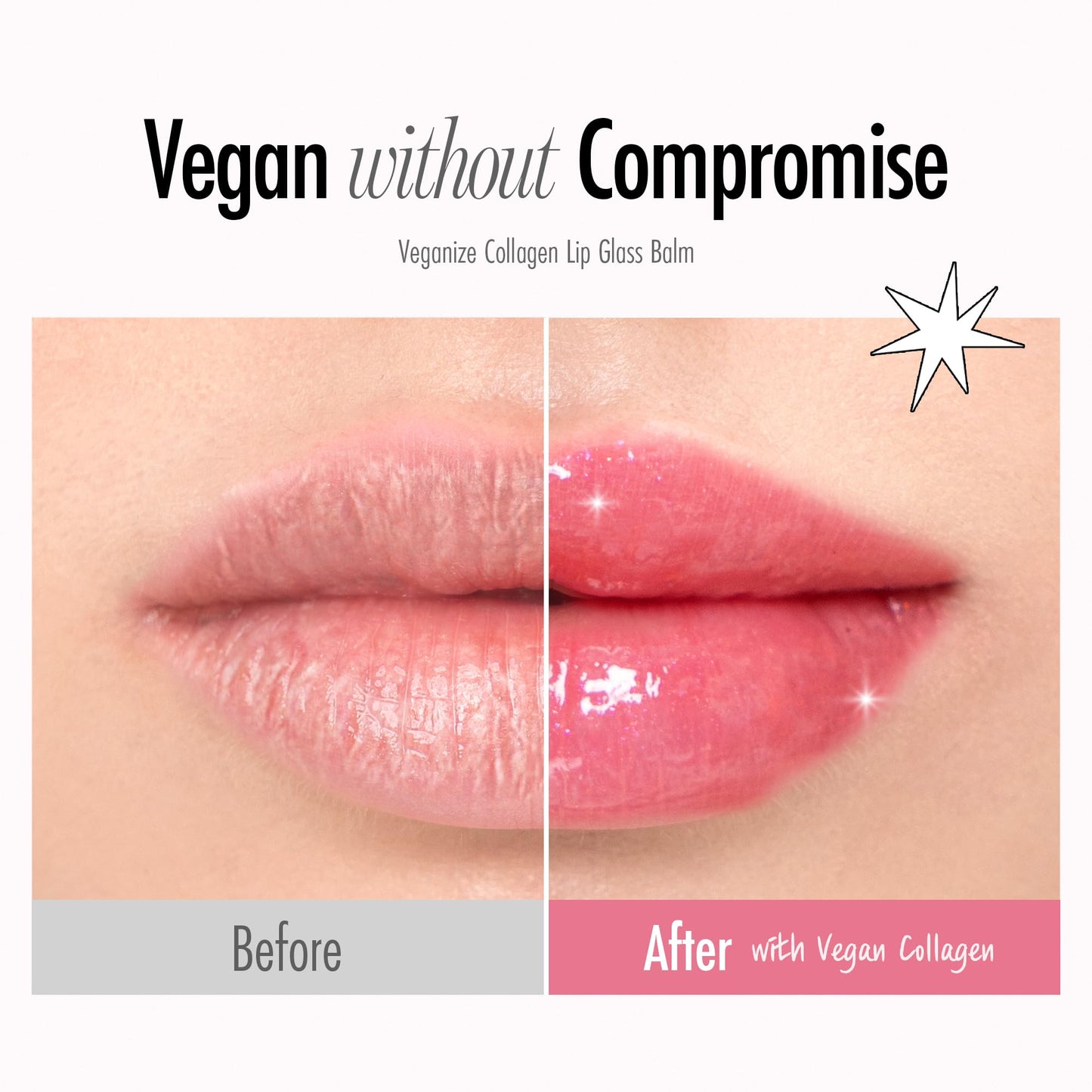 self beauty Veganize Collagen Lip Glass Balm - Hydrating Lip w/Hyaluronic Acid - Vegan Korean Lip Balm Moisturizing Lip Care – Lip Gloss Repair for Dry Cracked Lips 0.06 oz (#8 Dried Rose)