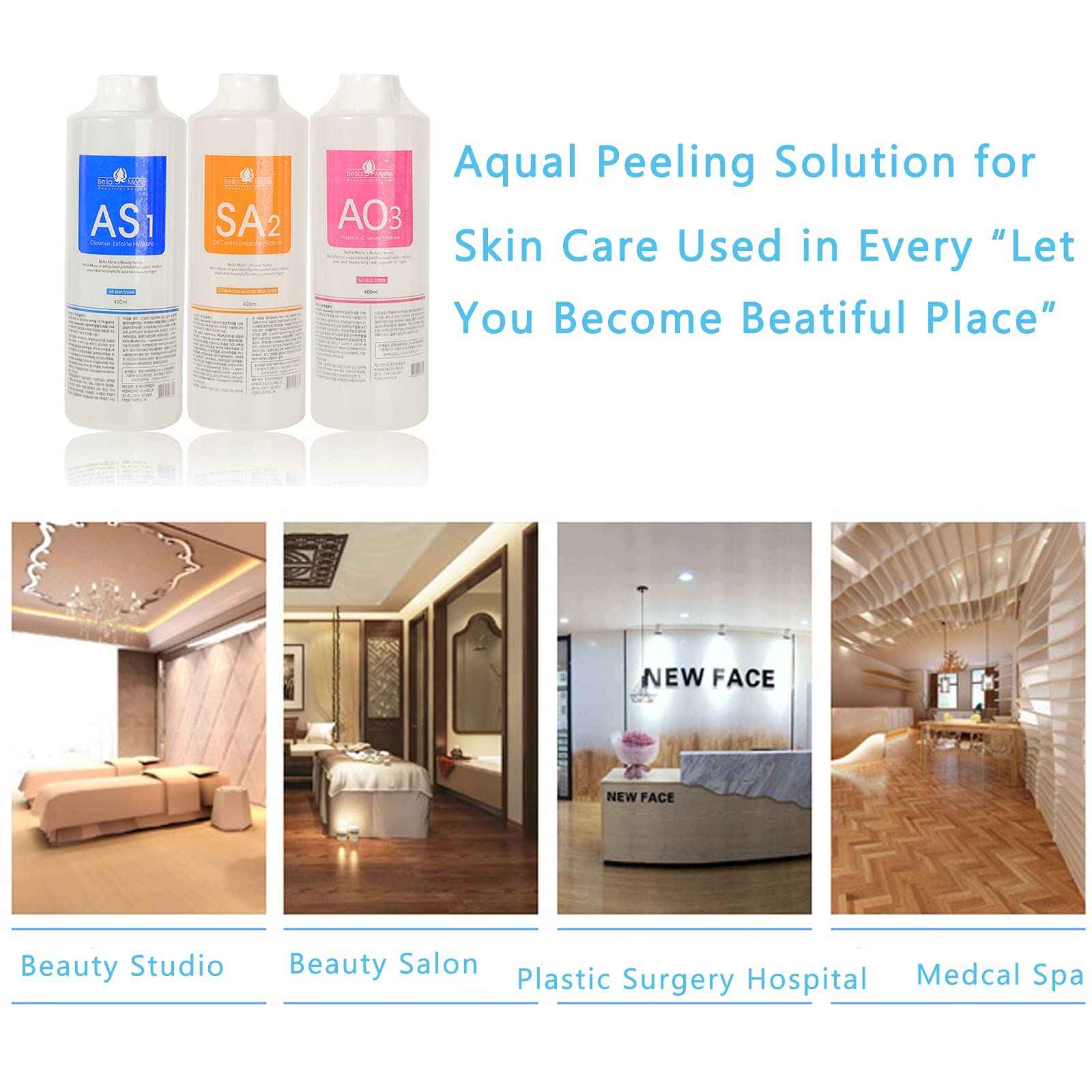 AS1 SA2 AO3 Aqua Peeling Solution Premium Salon Professional Dermabrasion Serum for Small Bubble Skin Care Facial Mask Machine (AS1 SA2 AO3, 3)