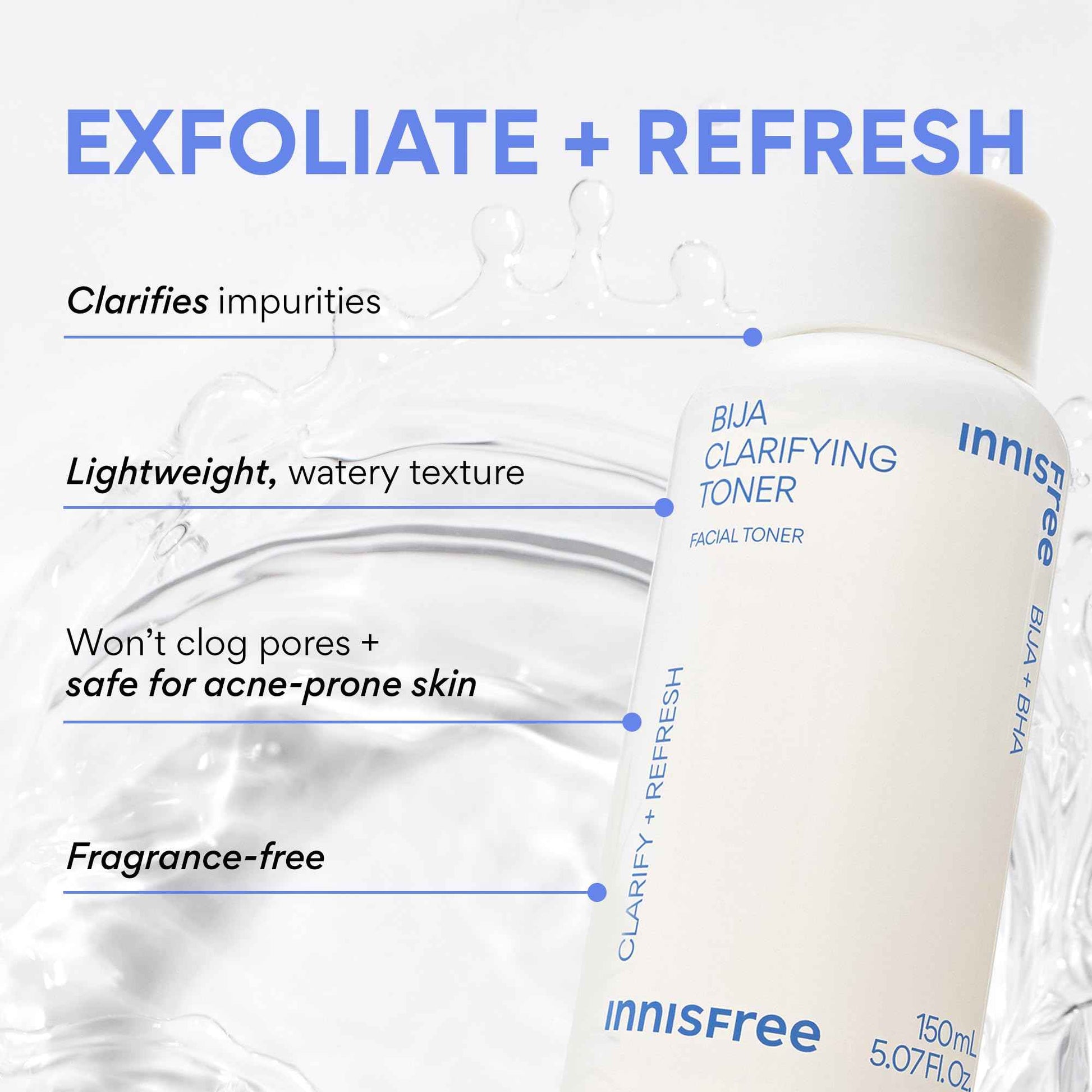 innisfree Bija Toner with Salicylic Acid, Korean Skincare for Pore Care, Smoothing, Clarifying, Oil Control