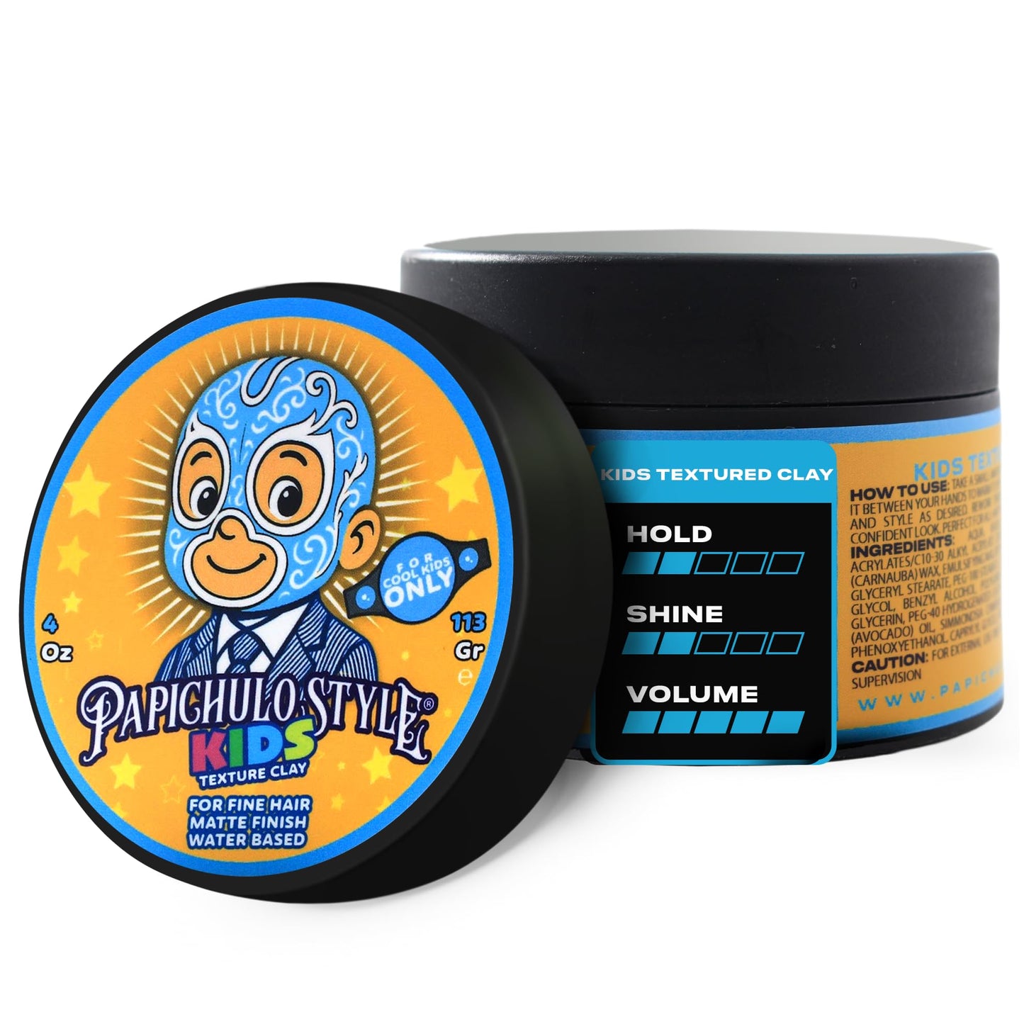 Papichulo Style Kids Texture Clay – Light Hold, Matte Finish, Adds Volume – Kid-Friendly Scent, Water-Based, Flake-Free, Easy Washout, Paraben-Free – Made in USA
