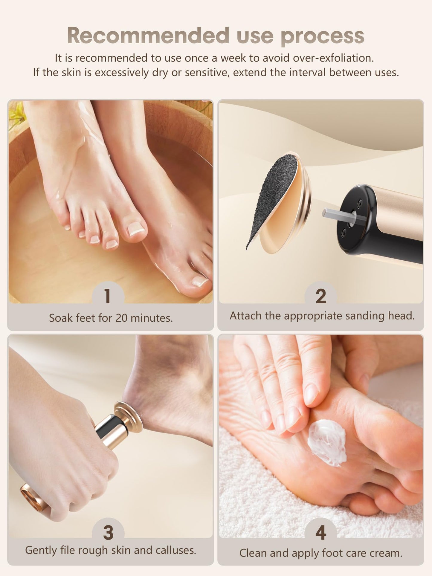 KIUCID Electric Foot Callus Remover - 2 in 1 Cordless Electric Foot File Nail Grinder,Electric Callus Remover for Feet with 3 Modes,Dry Skin Remover for Feet (Rose Gold)