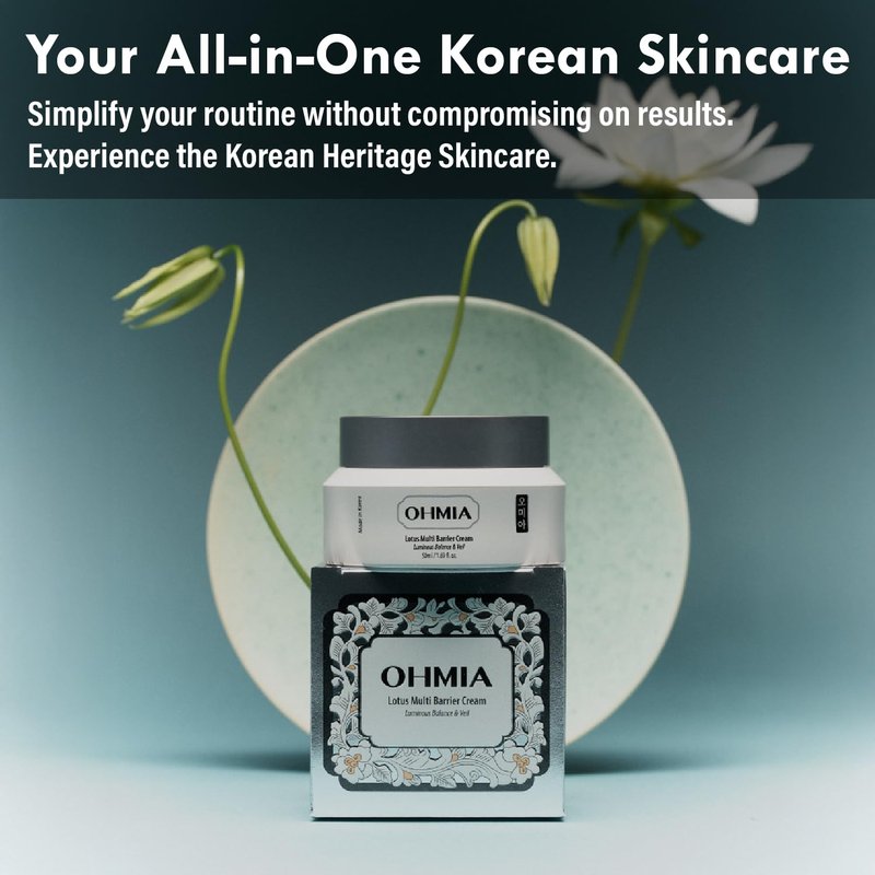 Korean Anti-Aging Face Moisturizer - Lotus Multi Barrier Cream with Niacinamide & Rice | Fragrance-Free, 1.69 fl oz