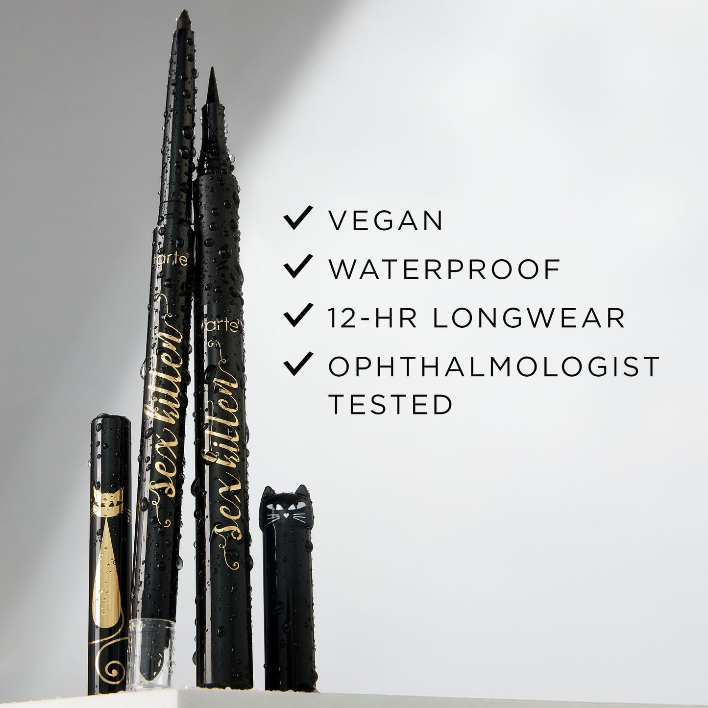 tarte sex kitten liquid liner – Liquid Eyeliner Pen with Castor Oil for Bold, Nourished Lashes, Waterproof, All-Day Wear, Easy to Apply, Vegan & Cruelty-Free, full size, black