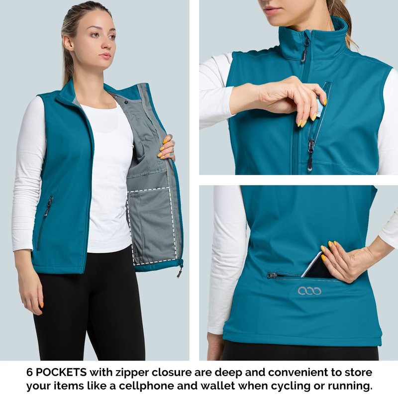 33,000ft Women's Lightweight Running Vest Outerwear with Pockets, Windproof Sleeveless Jacket for Golf Hiking Travel