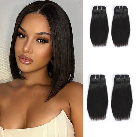 10 inch 12 inch short hair bundles 10A Brazilian Straight Virgin Hair 4 Bundles Straight Hair 100% Unprocessed Straight Human Hair