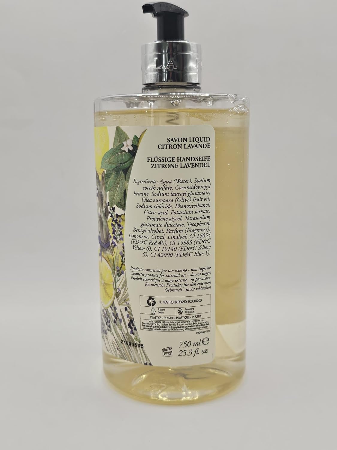 Lemon Lavender Hand Wash - 25.3 Fl Oz | Made in Italy, Refreshing & Hydrating Formula