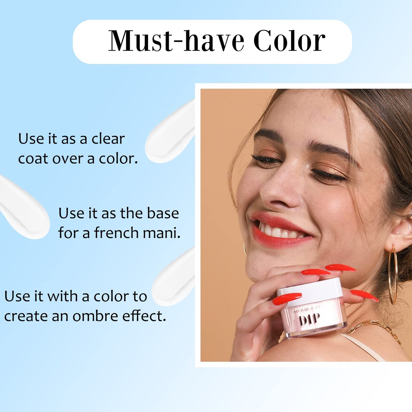 Clear Dip Powder for Nails - Essential Transparent Dipping Build Powder + Dip Powder Liquid Set 15ml/0.5oz