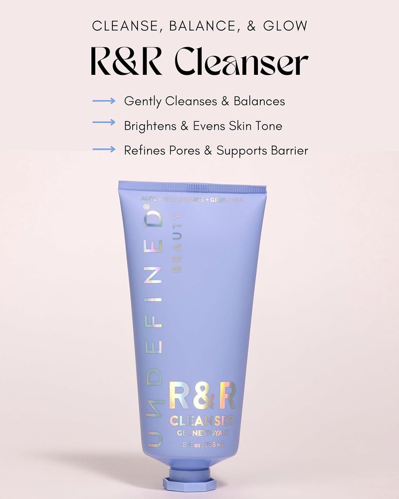 R&R Cleanser - Brightening Prebiotic Gel Cleanser with Niacinamide & Centella | 8oz for Soft, Balanced Skin