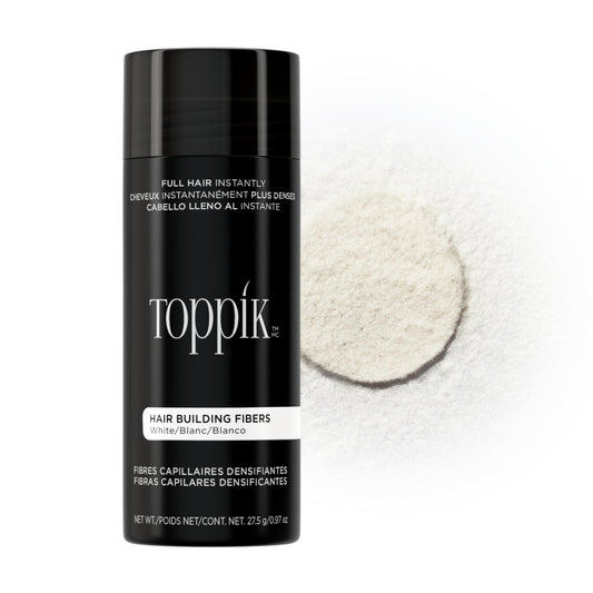 Toppik Hair Building Fibers, White, 27.5g, Fill In Fine or Thinning Hair, Instantly Thicker, Fuller Looking, 9 Shades for Men & Women, Keratin Protein Formula
