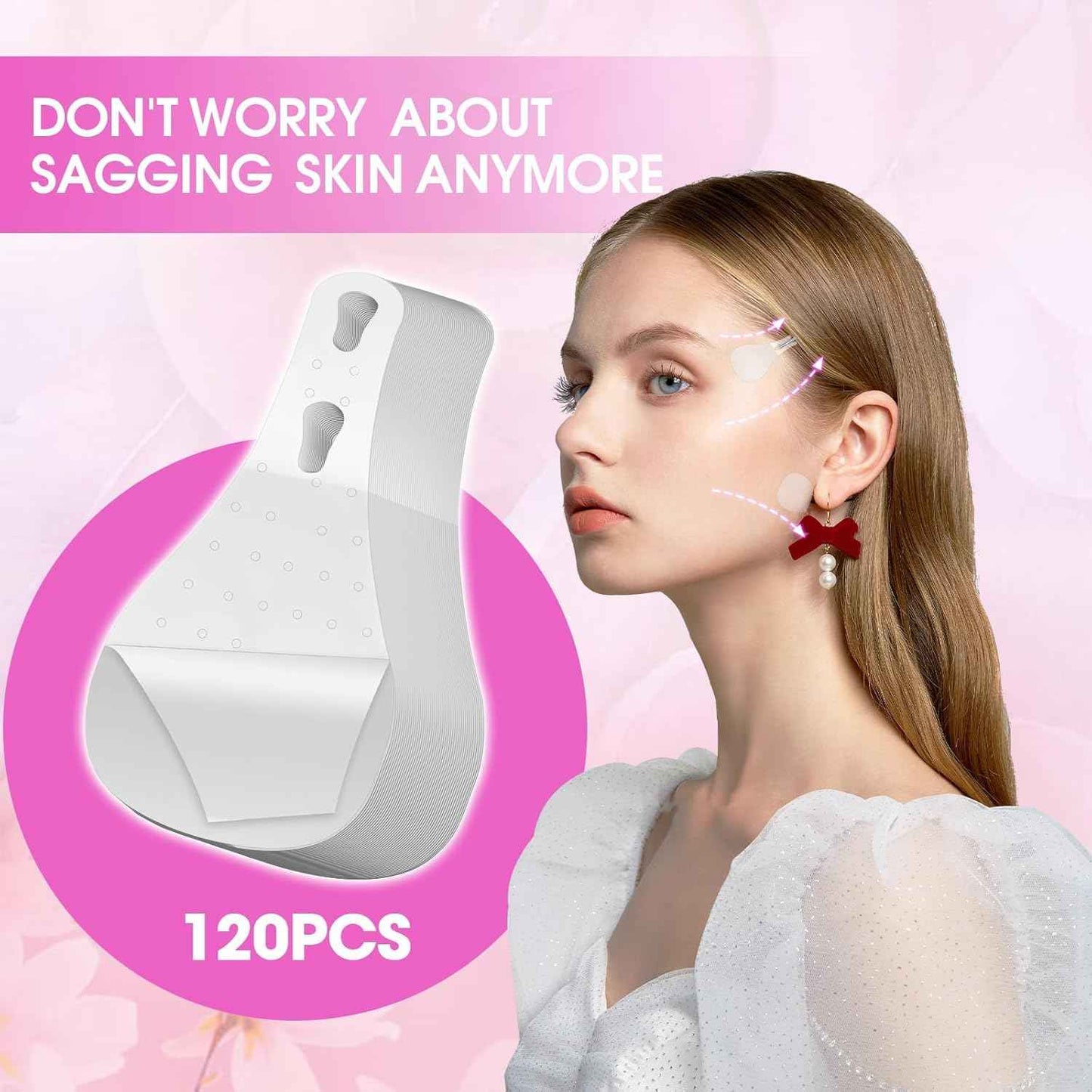 Face Lift tape Invisible,120pcs Facelift Tape, Instant Face Tape Strings for Lifting Sagging Skin,Faces Tapes Lifting Invisible for Eyes and Brows,Face and Neck Cosmetic Tapes for Makeup (White)