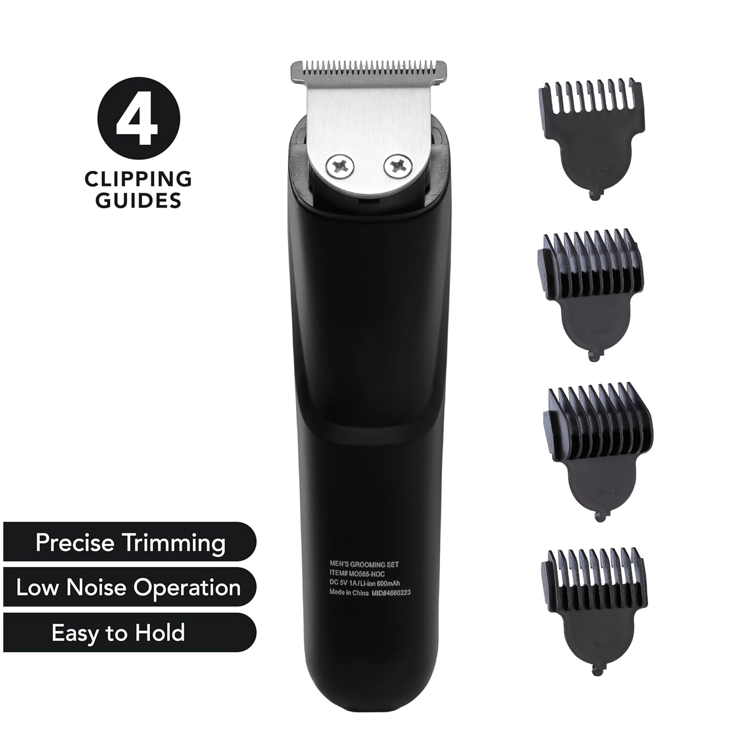 Men's Lithium Cordless Hair & Beard Trimmer Kit - 5 Heads, LED Display, USB Rechargeable