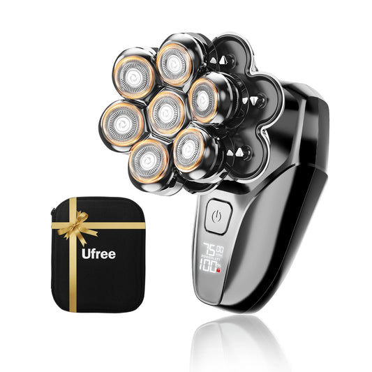 Ufree 7D Rotating Head Shaver for Bald Men, Magnetic Detachable Head Shaver, IPX7 Waterproof Wet or Dry Electric Razor for Men, LED Display Rechargeable Shaving with Type-C Charge, Mens Gifts