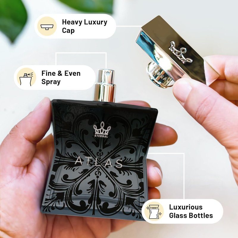 Eternal Atlas Men's Cologne - Long-Lasting Eau de Parfum | 3.4 oz Vegan Fragrance with Clean Ingredients