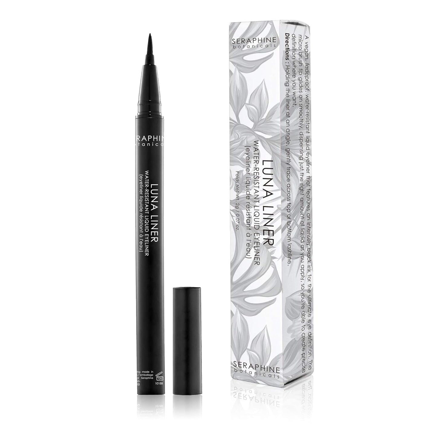 Waterproof Liquid Eyeliner - Long Lasting Ultra Fine Tip Gel Makeup | Smudge Resistant Black (Luna)