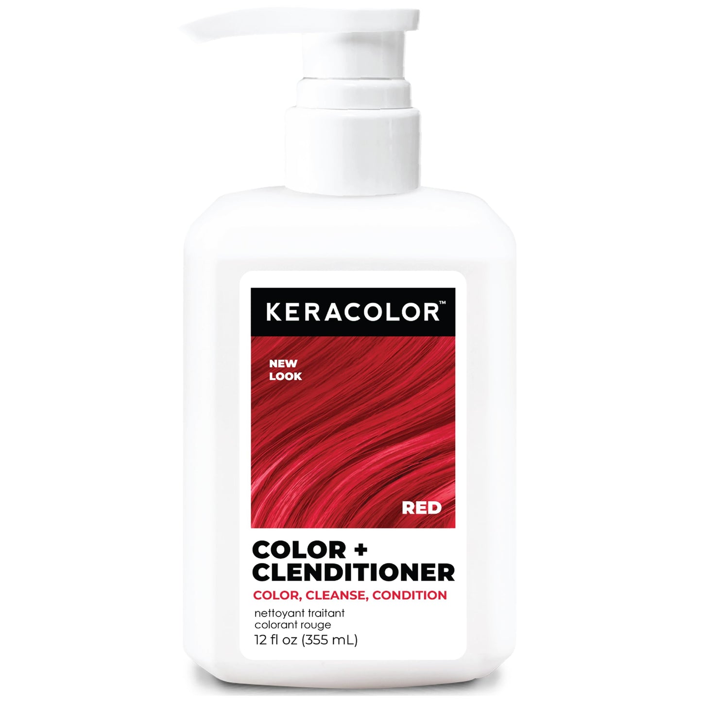 Keracolor Clenditioner Color Depositing Conditioner - Hair Glaze Colorwash, Red, 12 Fl Oz