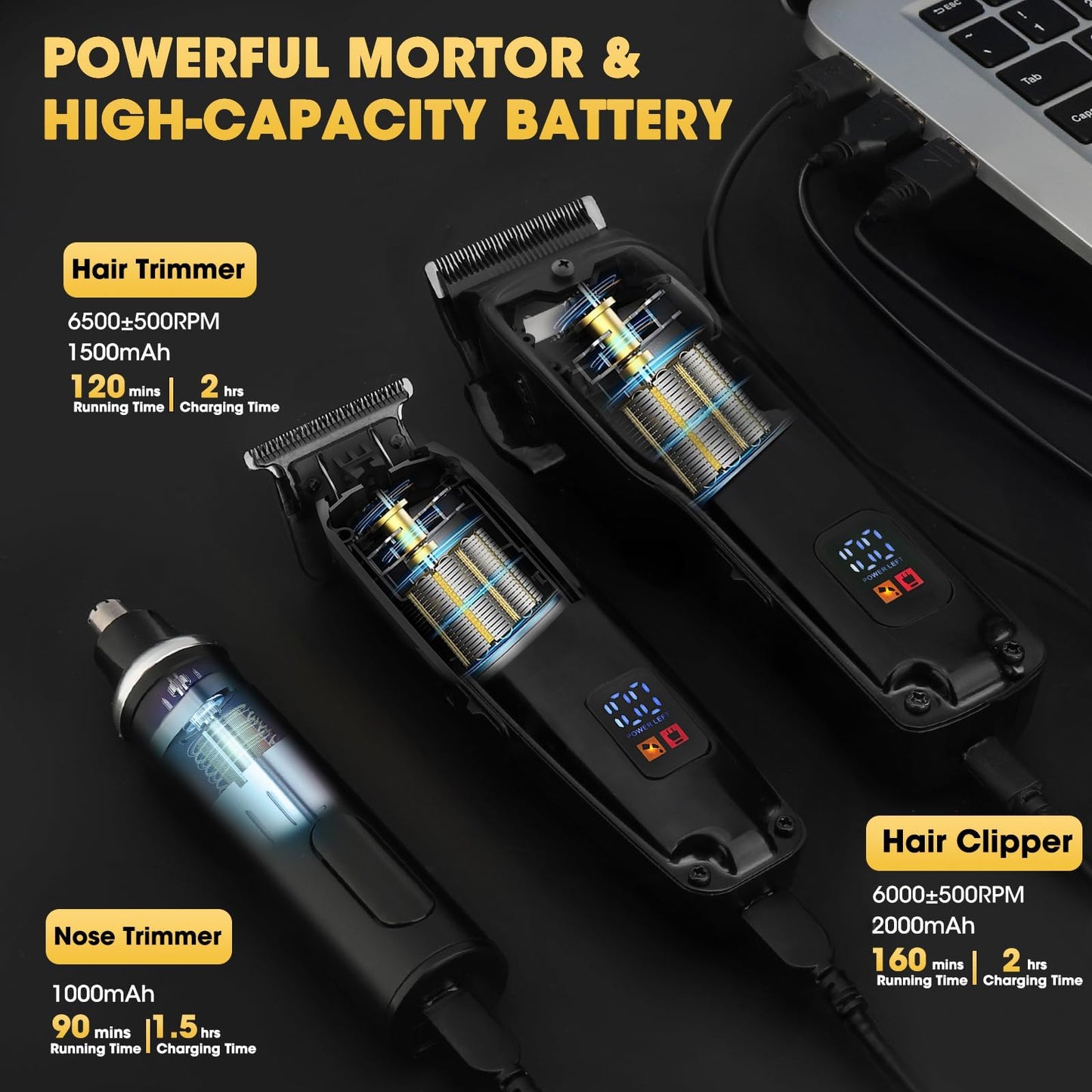 Dumite Professional Hair Clippers for Man,Electric Shavers Razor T-Blade Hair Trimmer, Men’s Grooming Kit Cordless Barber Trimmer Bald Shavers with 4 Guides & 3 Foil Head (Bronze)