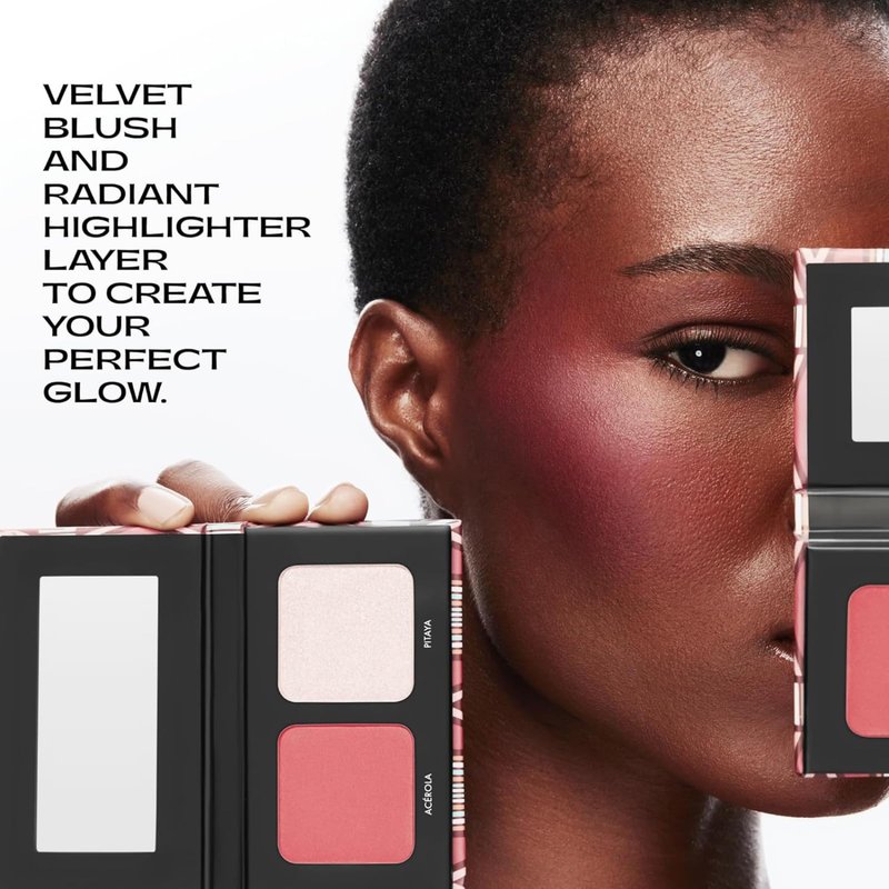 Black Up Blush & Highlighter Duo Palette Full Coverage Color Face Cheeks Makeup Palette All Day Wear Blendable Multi Use Eyes to Blush Velvety Finish, Contour to Highlight Natural Radiant Look (02)