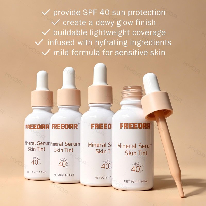 KYDA Skin Tint with SPF 40, Tinted Mineral Sunscreen Serum with Zinc Oxide,Tinted SPF Serum Foundation,Long Lasting Buildable Coverage like Foundation-1 Fl Oz, Natural Beige