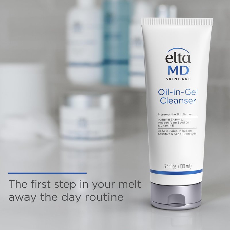 EltaMD Oil-In-Gel Facial Cleanser, Daily Gentle Face Cleanser, Removes Long-Wear Makeup, Sunscreen, and Sweat, Cleansing Oil For Face, 3.4 oz Tube