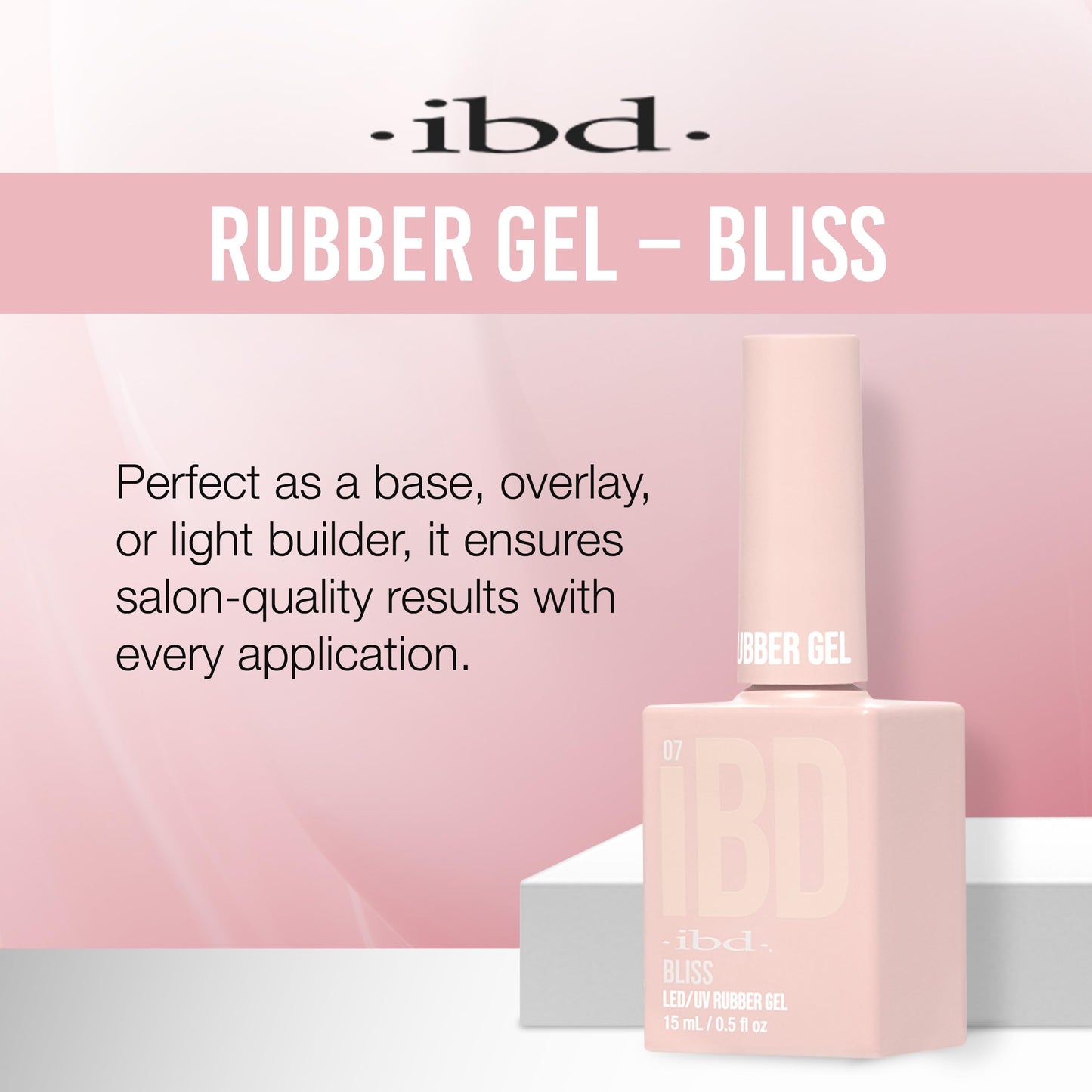 IBD Rubber Gel Polish - Bliss, LED/UV Soak Off Builder Gel for Nails, Strengthening Base Coat for Nail Polish & Extensions, 0.5 fl oz