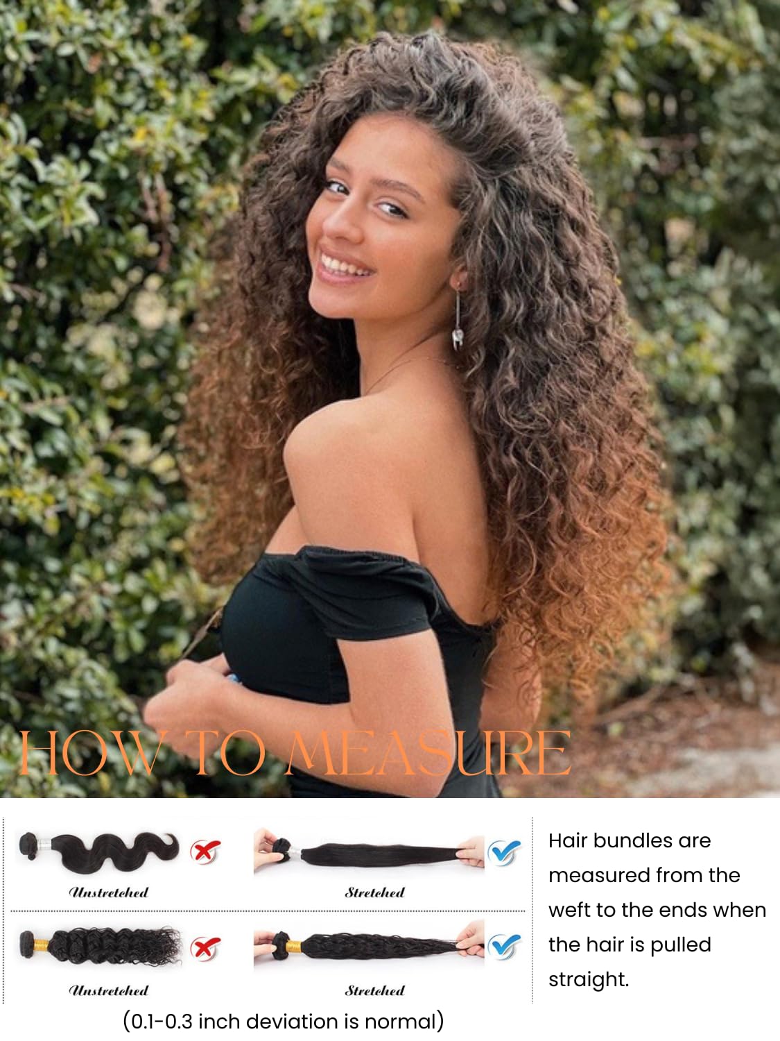 Anmetan 12A Ombre Human Hair Bundles Water Wave, Chestnut Ombre Brown 100% Remy Human Hair Curly Single Bundle Wet and Wavy Thick 3 Tone Colored #T1B/2/30 Dark Roots Keep Soft After Washes 12 Inch