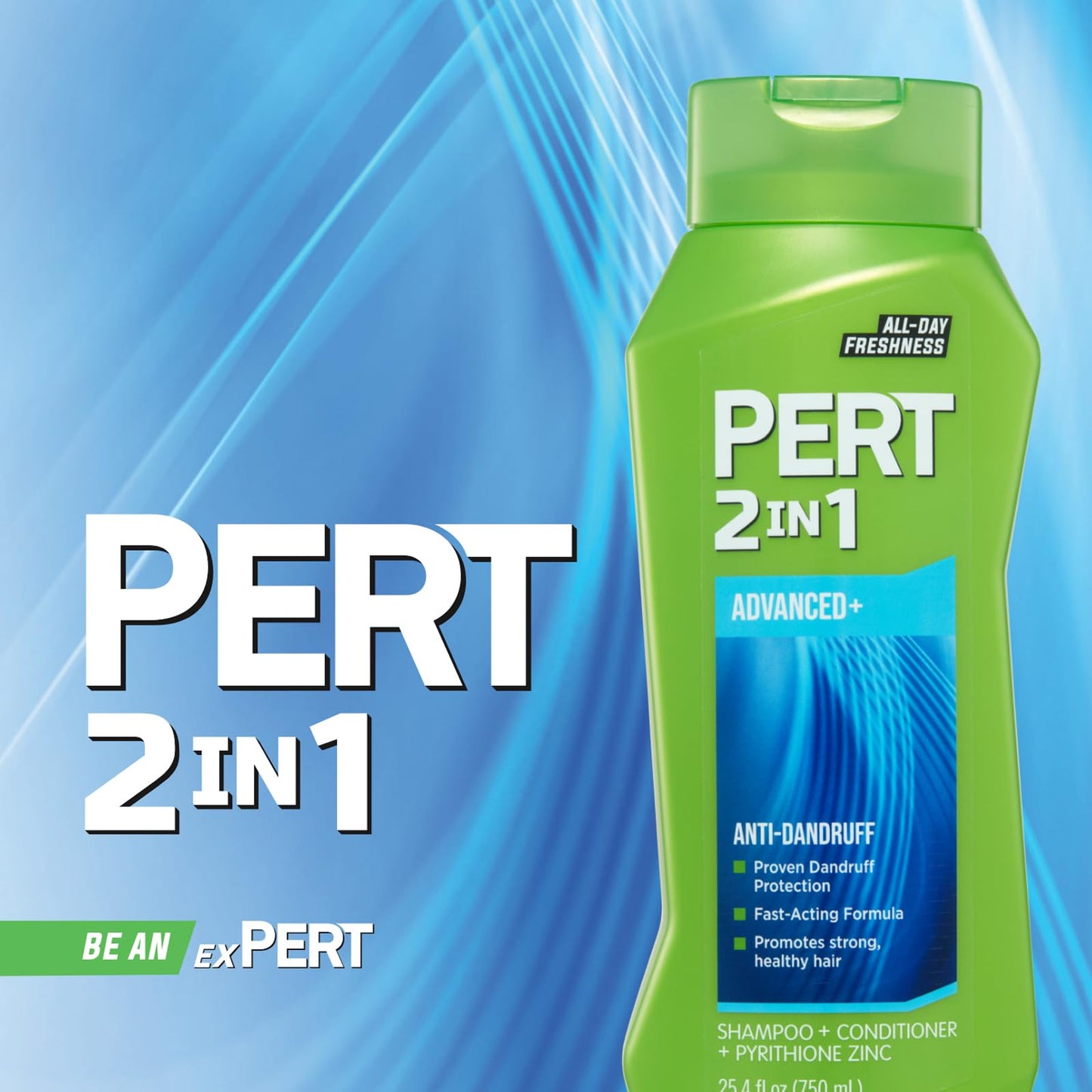 Pert Plus 2 in 1 Shampoo + Conditioner Dandruff Control 25.40 oz (Pack of 4) - Packaging may vary