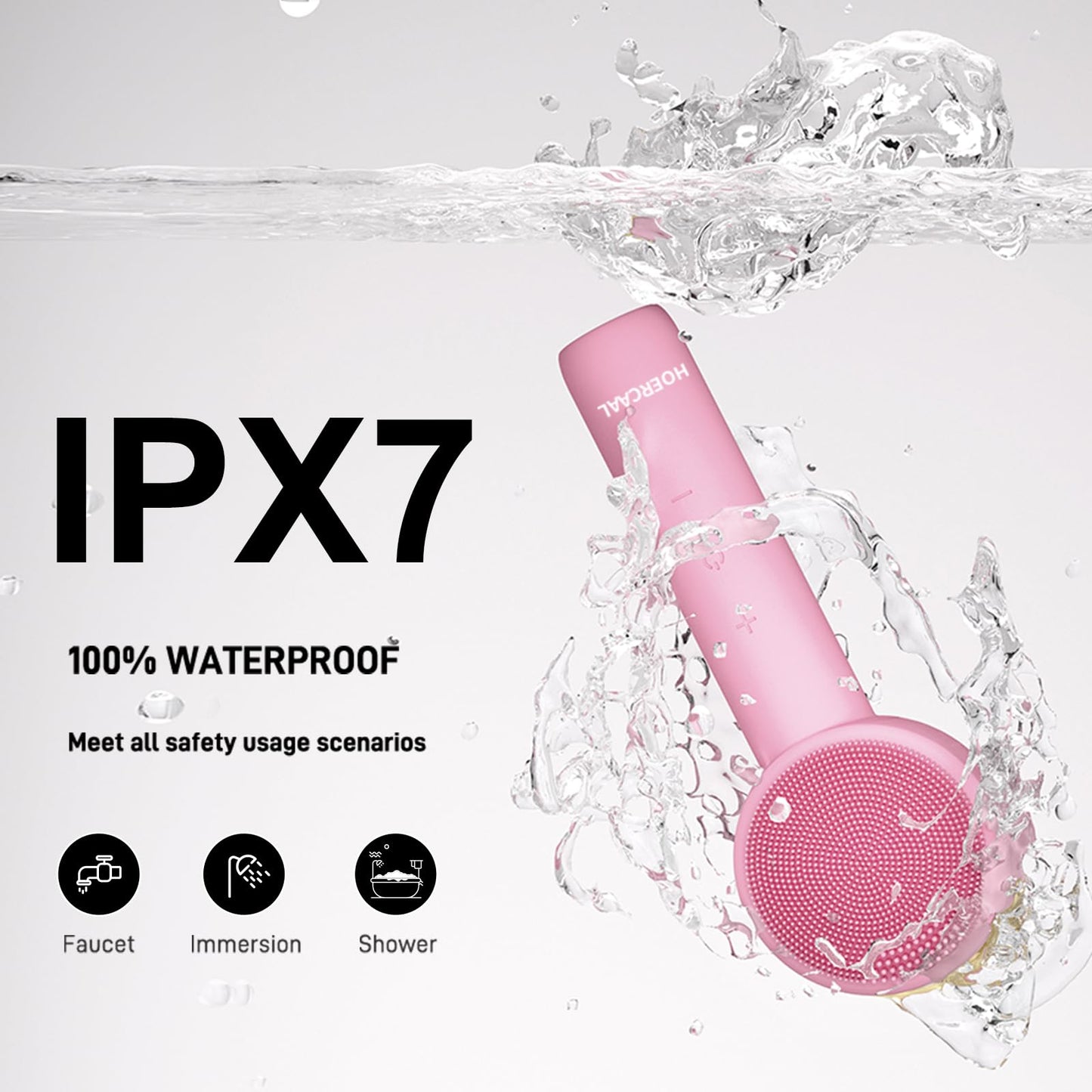 Facial Cleansing Brush Electric – Rechargeable Silicone Face Scrubber, Waterproof Vibrating Cleaner with 5 Adjustable Intensities for Deep Cleansing and Exfoliation (Pink)