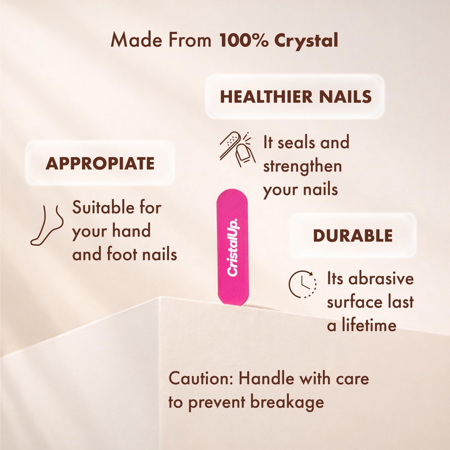 Cristal UP Mini Glass Nail File for Wallet, Pocket Travel Manicure